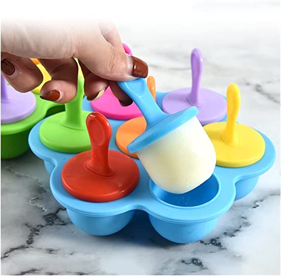 Silicone 7 Grids Fruit Shake Ice Cream Maker Mold, Silicon Popsicle Mold Tray, Portable Ice Cream Container, Fruit Shake Cream Ball Lolly Maker, Multi-Purpose Popsicle Mold, Baby Food Mold Popsicle Stick Silicone 7 Grids Fruit Shake Ice Cream Maker Mold, Silicon Popsicle Mold Tray, Portable Ice Cream Container, Fruit Shake Cream Ball Lolly Maker, Multi-Purpose Popsicle Mold, Baby Food Mold Popsicle Stick